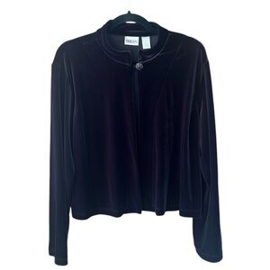 Chico’s XL Black Velvet One Button Evening Cardigan Sweater
